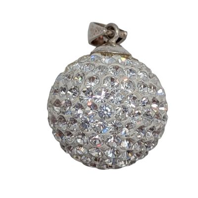 Sale Photo Thumbnail #155: Sterling Silver Rhinestone Ball Pendant