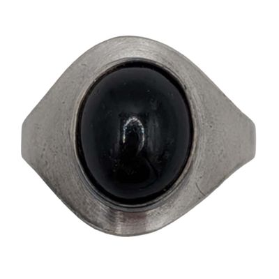 Sale Photo Thumbnail #24: Signed Sterling Silver Black Onyx Ring Sz. 3.5