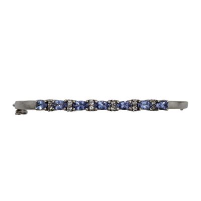 Sale Photo Thumbnail #433: Signed Sterling Silver Multi Rhinestone Clasp Bangle Bracelet