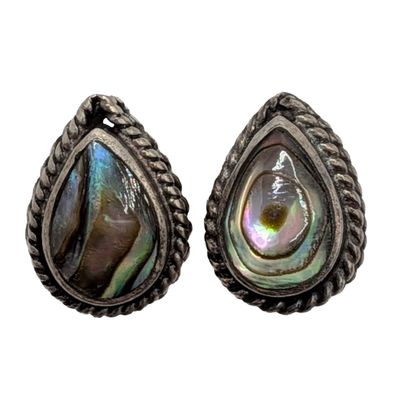 Sale Photo Thumbnail #176: Sterling Silver Abalone Teardrop Stud Earrings