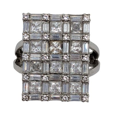 Sale Photo Thumbnail #109: Signed Sterling Silver Rhinestone Encrusted Ring Sz. 8