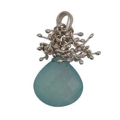 Sale Photo Thumbnail #151: Sterling Silver Teardrop Blue Bead Pendant