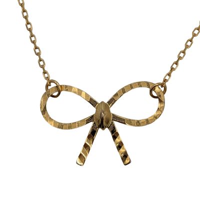 Sale Photo Thumbnail #553: Signed Gold Over Sterling Silver Bow Pendant Cable Chain Necklace