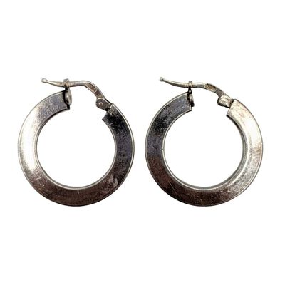 Sale Photo Thumbnail #94: Signed Sterling Silver Flat Hoop Earrings