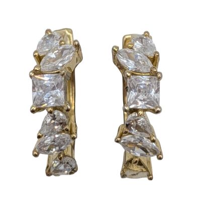 Sale Photo Thumbnail #310: Signed Gold Over Rhinestone Hoop Earrings