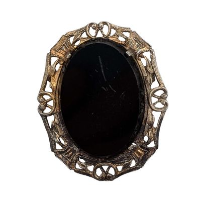 Sale Photo Thumbnail #420: Gold Over Sterling Silver Black Onyx Filigree Brooch