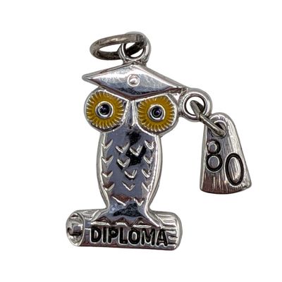 Sale Photo Thumbnail #127: Sterling Silver Graduating Owl Charm