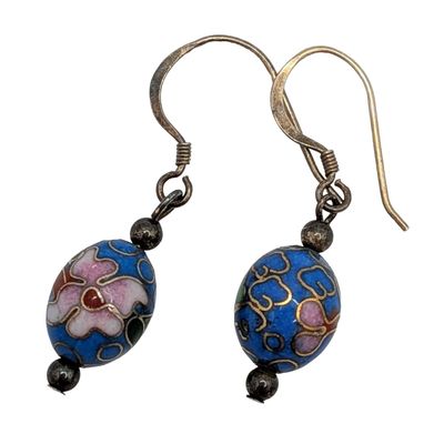Sale Photo Thumbnail #227: Sterling Silver Cloisonne Enamel Earrings