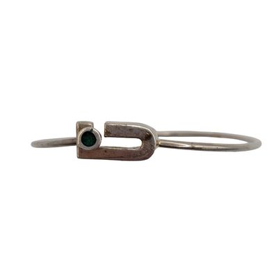 Sale Photo Thumbnail #164: Signed Sterling Silver Green Enamel Bangle Bracelet