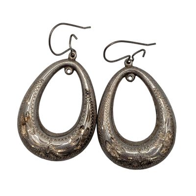 Sale Photo Thumbnail #413: Sterling Decorative Etching Hoop Earrings