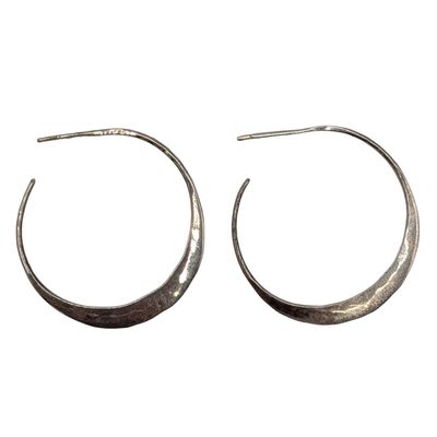 Sale Photo Thumbnail #125: Sterling Silver Flat Hoop Earrings