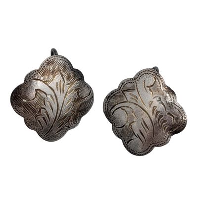 Sale Photo Thumbnail #67: Signed Sterling Silver Decorative Etching Hook Earrings