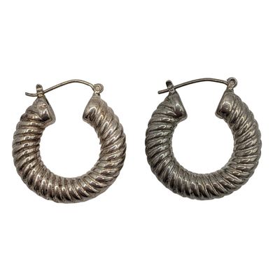 Sale Photo Thumbnail #452: Signed Sterling Twisted Hoop Earrings