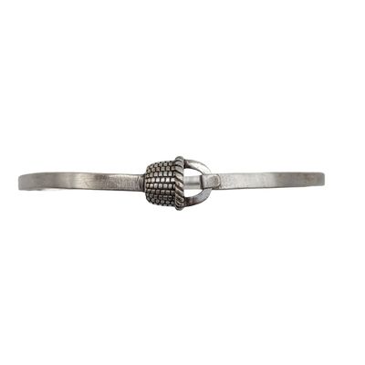 Sale Photo Thumbnail #571: Signed Sterling Silver Basket Clasp Bangle Bracelet