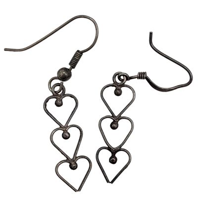Sale Photo Thumbnail #568: Sterling Triple Heart Drop Earrings