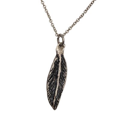 Sale Photo Thumbnail #569: Sterling Silver Feather Pendant Cable Chain Necklace