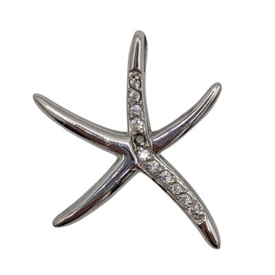 Sale Photo Thumbnail #200: Signed Sterling Silver Rhinestone Starfish Pendant