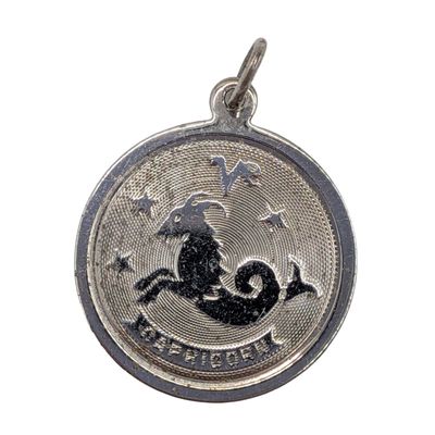 Sale Photo Thumbnail #68: Signed Sterling Silver Capricorn Round Charm