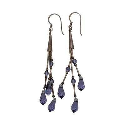 Sale Photo Thumbnail #525: Sterling Silver Purple Bead Dangle Earrings