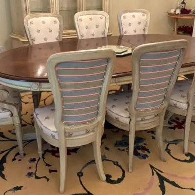 Oval Dining Table with Eight Matching Upholstered Chairs & Custom Rug
