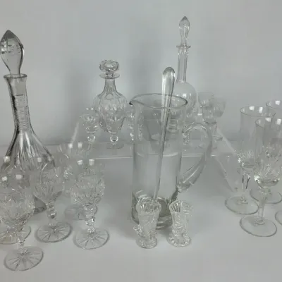 Cut Crystal Decanters, Stemware and Pitcher
