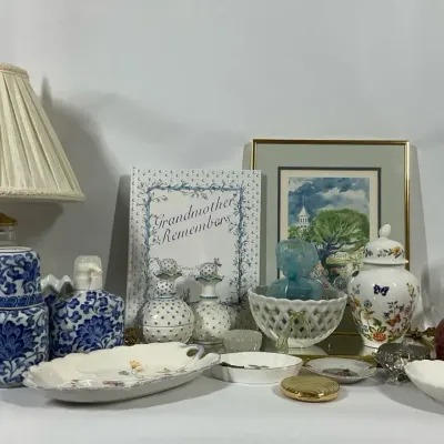 Waterford Crystal Lamp with Home Décor and Porcelain Accessories