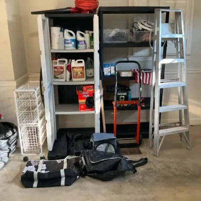 Garage Storage Cabinets, Shelving, Ladder and Supplies