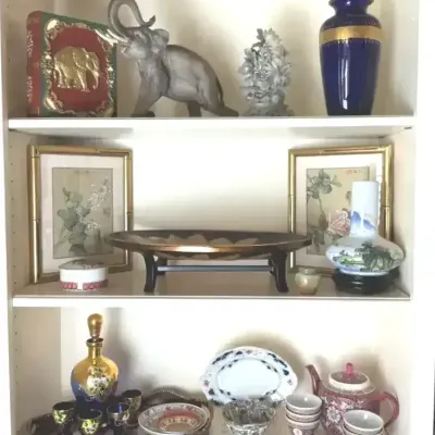 Asian Inspired Figurines, Framed Art and Porcelain