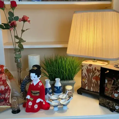 Asian Figurines, Table Lamp and Home Accessories