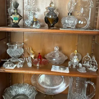 Glass Perfume Bottles, Crystal Serving Pieces and Figurines