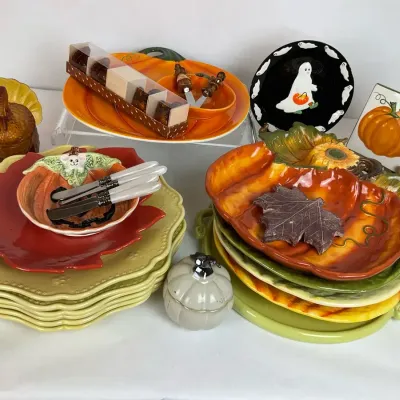 Fall and Halloween Ceramic Plates, Serving Dishes and Tableware