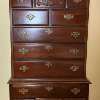 Queen Anne Style Mahogany Finish Highboy Chest