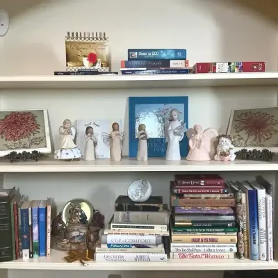 Inspirational Books, Angel Figurines and Framed Floral Art
