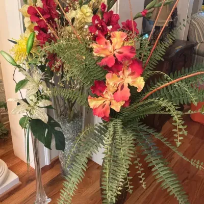 Artificial Floral Arrangements with Three Floor Vases