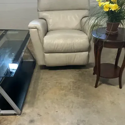 Power Recliner, Glass Coffee Table and Wood Accent Table
