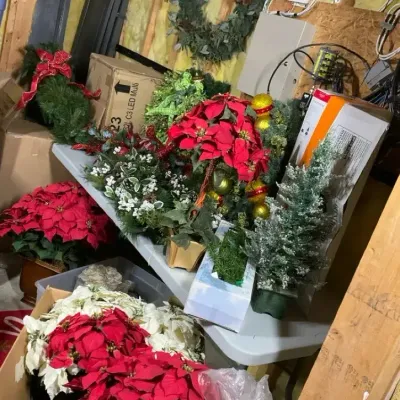 Christmas Wreaths, Poinsettias and Artificial Greenery
