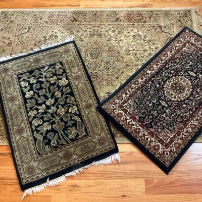 Three Oriental Style Area Rugs with Floral and Medallion Patterns