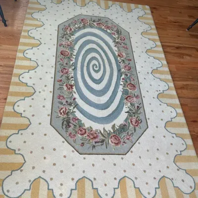 MacKenzie-Childs 5 x 8 Hand Hooked Wool Floral Area Rug