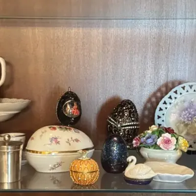 Wedgwood, Portmeirion and Floral Porcelain, Eggs, Trinket Boxes and Bells