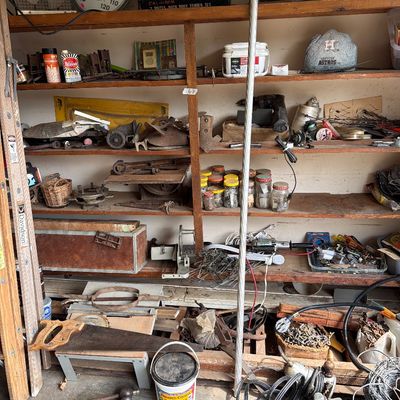 Sale Photo Thumbnail #129: Vintage Tools, Fan, Ladders, misc.