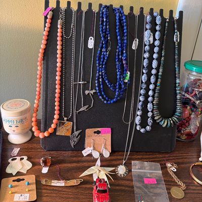 Sale Photo Thumbnail #3: Scarves, Coach Purse, Jewelry Boxes, and watches, Doug Paulus, Lapis Lazuli, and Jewelry.