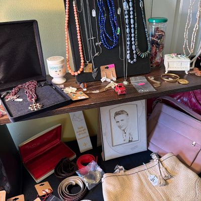 Sale Photo Thumbnail #8: Scarves, Coach Purse, Jewelry Boxes, and watches, Doug Paulus, Lapis Lazuli, and Jewelry.