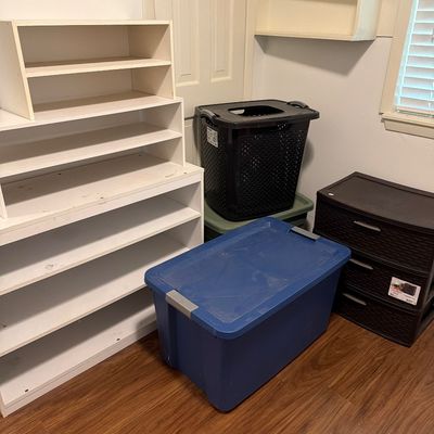 Sale Photo Thumbnail #93: Shoe Racks and Totes-and hamper