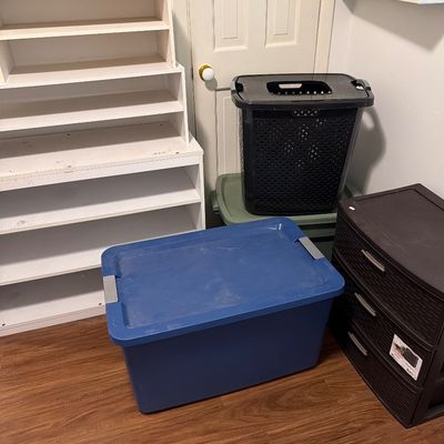 Sale Photo Thumbnail #96: Shoe Racks and Totes-and hamper