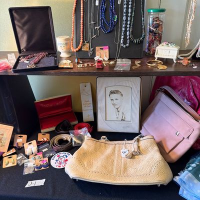 Sale Photo Thumbnail #11: Scarves, Coach Purse, Jewelry Boxes, and watches, Doug Paulus, Lapis Lazuli, and Jewelry.