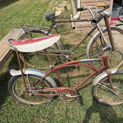 Sale Photo Thumbnail #135: Two Vintage, Bicycles 
 Swinger Lighting Bolt, Western Flyer by western Auto.