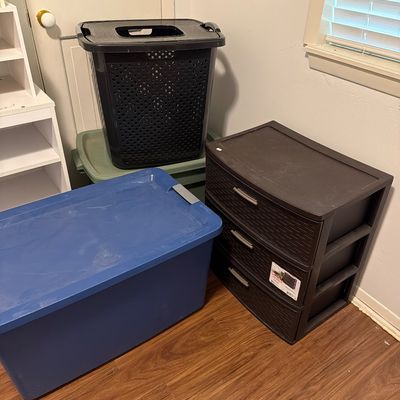 Sale Photo Thumbnail #95: Shoe Racks and Totes-and hamper