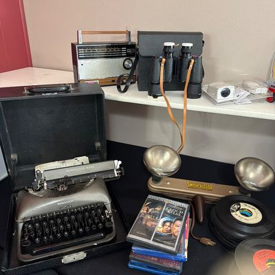 Sale Photo Thumbnail #78: Vintage Record Player, Typewriter, Radio, TV, records and more.
Large Trace Tripod