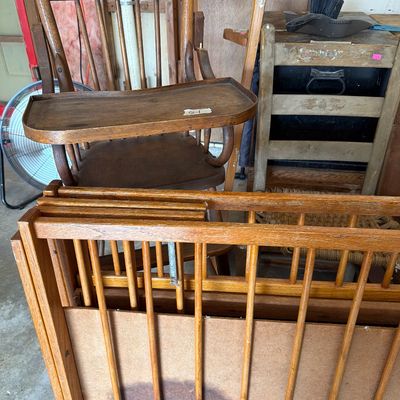 Sale Photo Thumbnail #119: Vintage Furniture, Mirrors.

The work bench is not included.