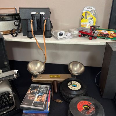 Sale Photo Thumbnail #80: Vintage Record Player, Typewriter, Radio, TV, records and more.
Large Trace Tripod